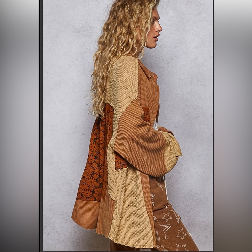 Pol Brown And Tan Patchwork Jacket - image 3